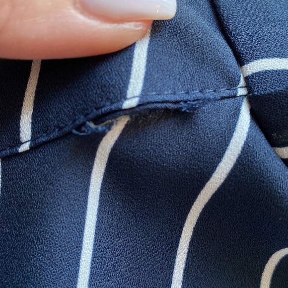 Banana Republic Navy & White Striped Blouse - Size S with Generous Fit - Picture 5 of 5